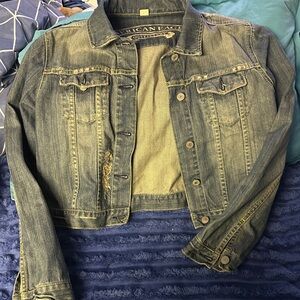 American Eagle Outfitters Distressed Denim Jacket - Blue